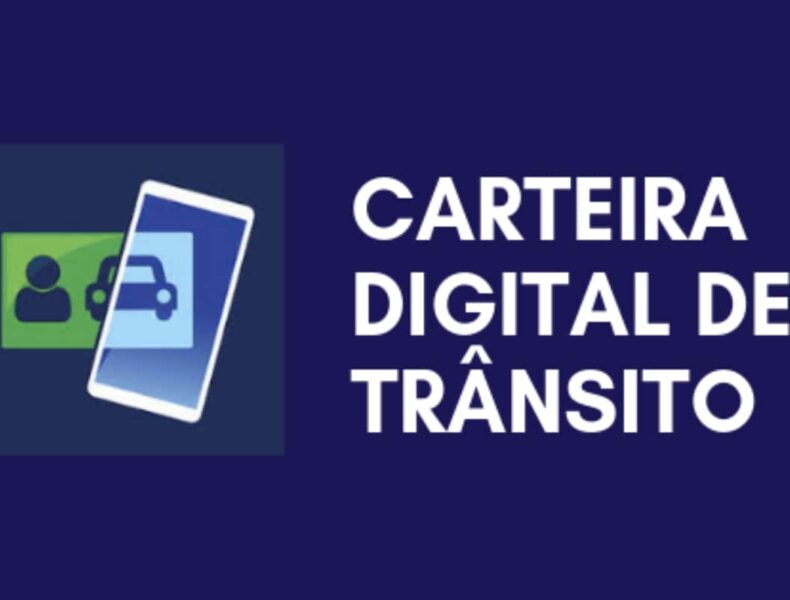 Carteira Digital de Trânsito ilustrada em smartphone.