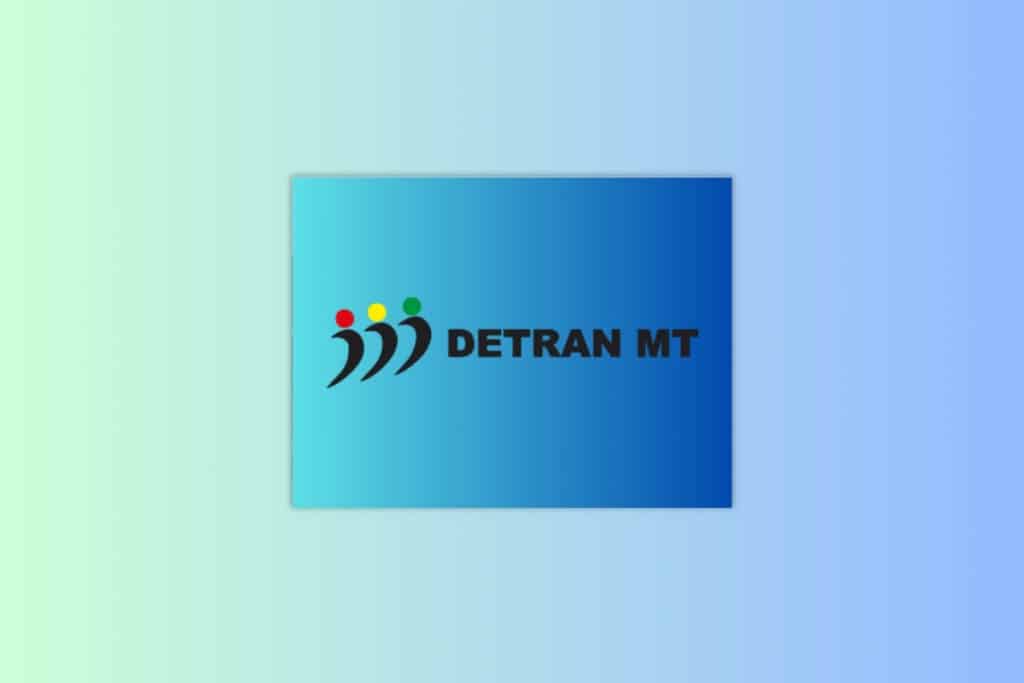 Logo do DETRAN MT com fundo azul.