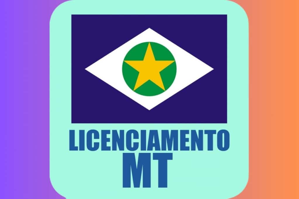Logotipo Licenciamento MT com bandeira e estrela.