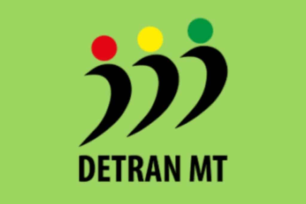 Logo do DETRAN MT com semáforo estilizado.