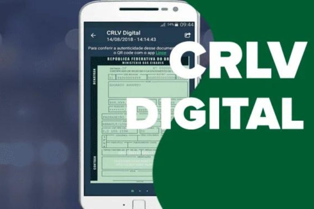CRLV Digital exibido em tela de smartphone.
