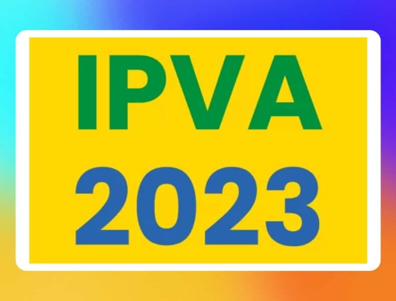 Placa IPVA 2023 fundo colorido gradiente.