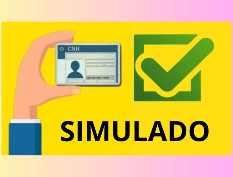 Simulado CNH com mão segurando carteira.