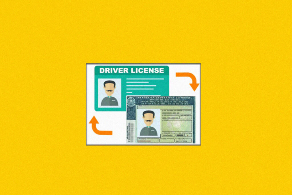 Ilustração de uma carteira de motorista brasileira.