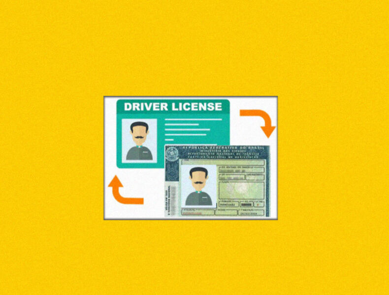 Ilustração de uma carteira de motorista brasileira.