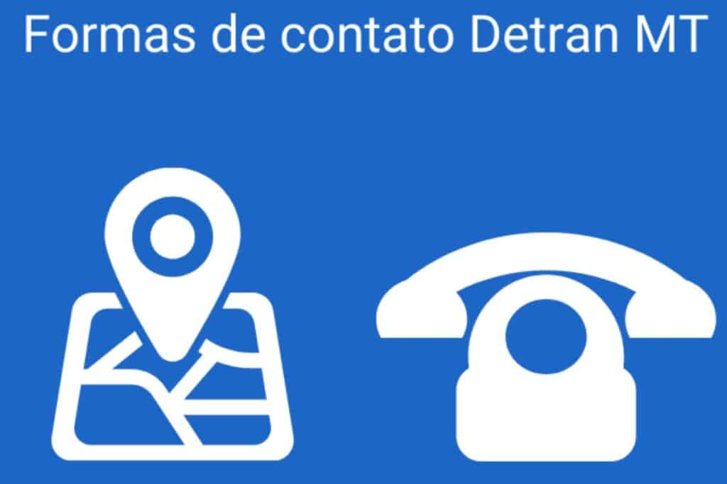 Contato Detran MT: ícone localização e telefone.