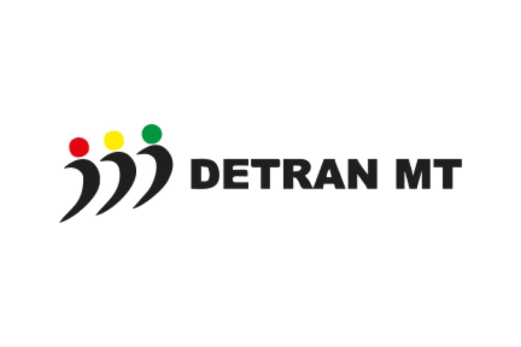 Logo do DETRAN MT com sinais gráficos.
