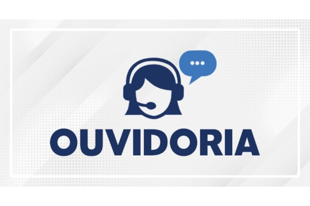 Logotipo de ouvidoria com ícone de atendimento.